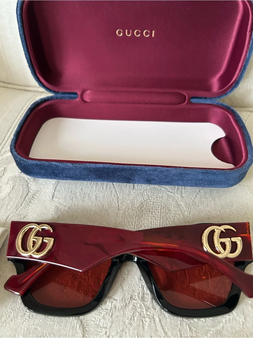 NEW Gucci GG1422S 005 Black Havana Rust Square Women Sunglasses GG 1422S